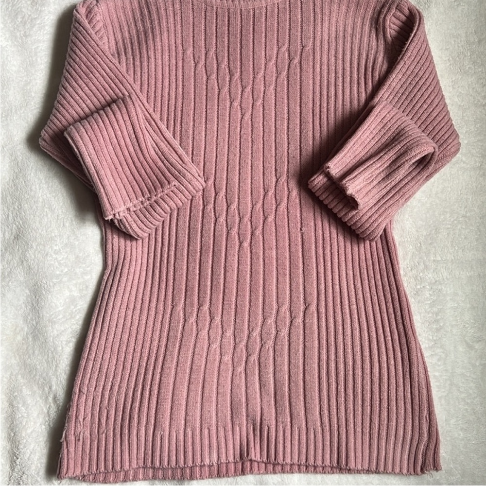 Women’s Size S Pink Ribbed Turtleneck Sweater - Picture 3 of 3